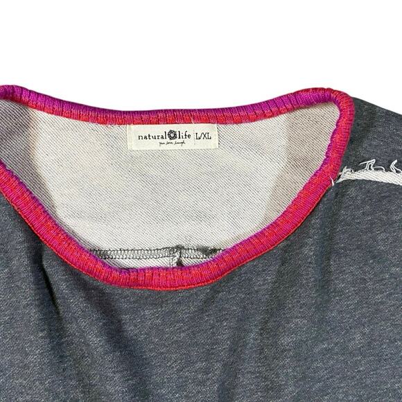 NATURAL LIFE Gray, Pink, and Yellow Crew Neck Sweater - Picture 3 of 5